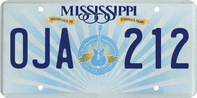 MS license plate OJA212
