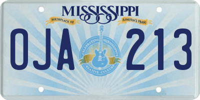 MS license plate OJA213