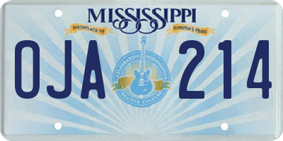 MS license plate OJA214