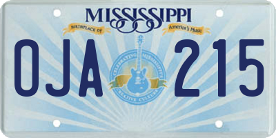 MS license plate OJA215
