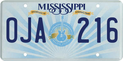 MS license plate OJA216