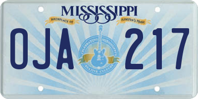 MS license plate OJA217