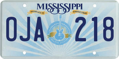 MS license plate OJA218