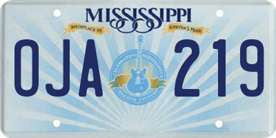 MS license plate OJA219