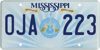 MS license plate OJA223