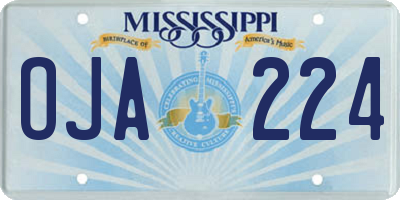 MS license plate OJA224