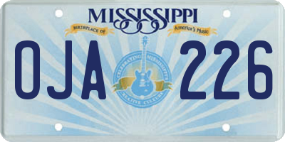 MS license plate OJA226