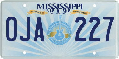 MS license plate OJA227