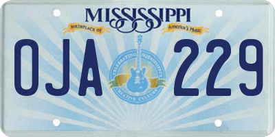 MS license plate OJA229