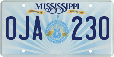 MS license plate OJA230