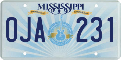 MS license plate OJA231