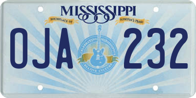 MS license plate OJA232