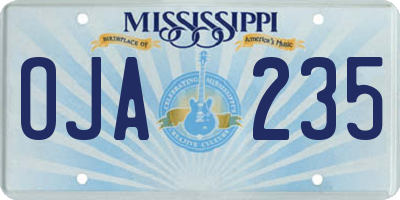 MS license plate OJA235