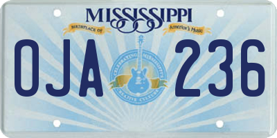 MS license plate OJA236