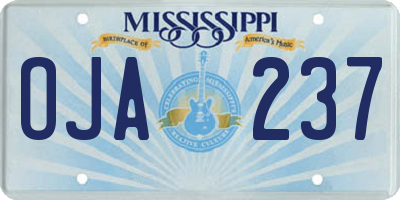 MS license plate OJA237
