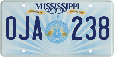 MS license plate OJA238