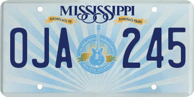 MS license plate OJA245