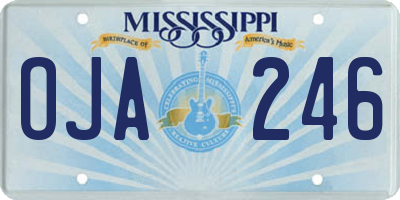 MS license plate OJA246