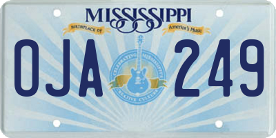 MS license plate OJA249