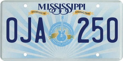 MS license plate OJA250