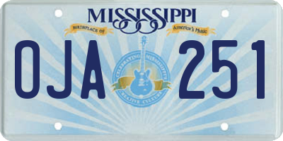 MS license plate OJA251