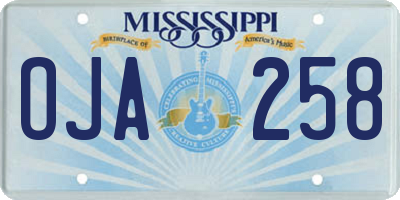 MS license plate OJA258