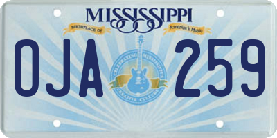 MS license plate OJA259