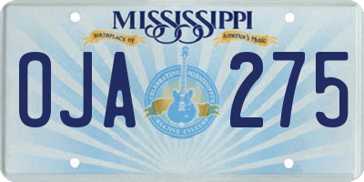 MS license plate OJA275