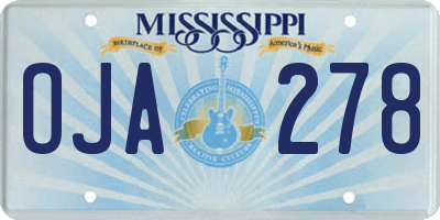 MS license plate OJA278