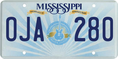 MS license plate OJA280