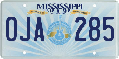 MS license plate OJA285