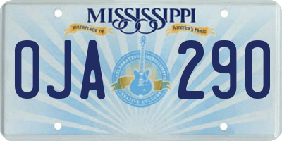 MS license plate OJA290