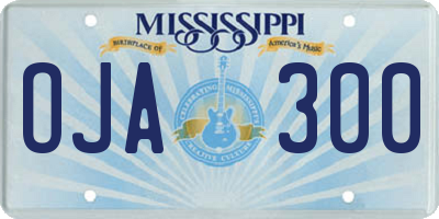MS license plate OJA300