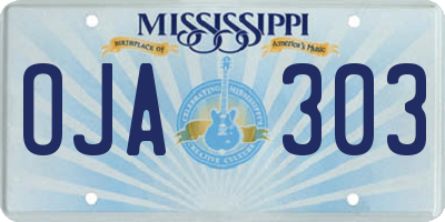 MS license plate OJA303