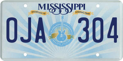MS license plate OJA304