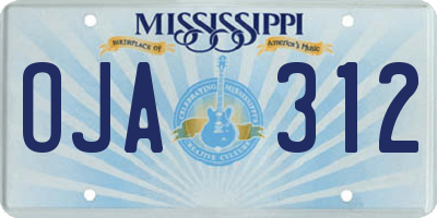 MS license plate OJA312