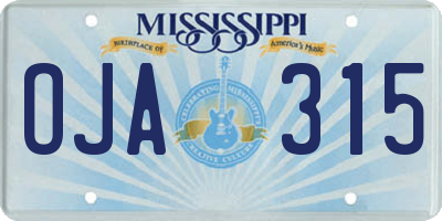 MS license plate OJA315