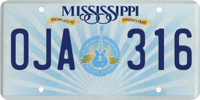 MS license plate OJA316
