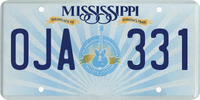 MS license plate OJA331