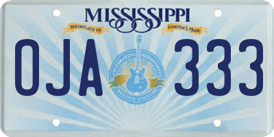 MS license plate OJA333
