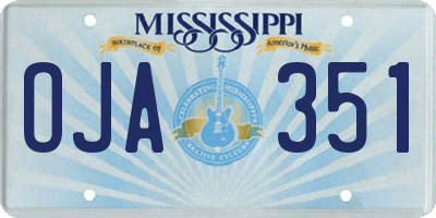 MS license plate OJA351