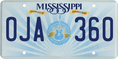 MS license plate OJA360