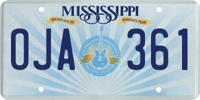 MS license plate OJA361