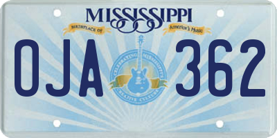 MS license plate OJA362