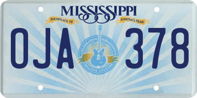 MS license plate OJA378