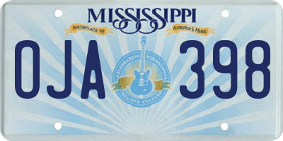 MS license plate OJA398