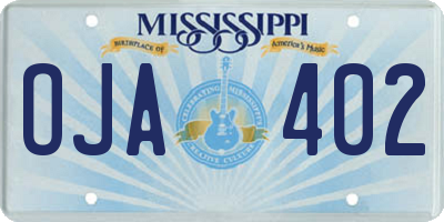 MS license plate OJA402