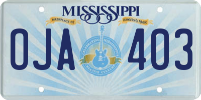 MS license plate OJA403