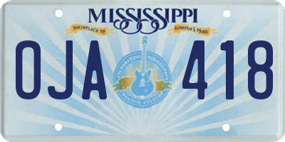 MS license plate OJA418