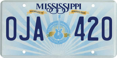 MS license plate OJA420